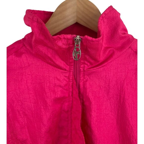 Vintage Lavon Hot Pink Lined Windbreaker Track Jacket Womens Size Small - Picture 7 of 13